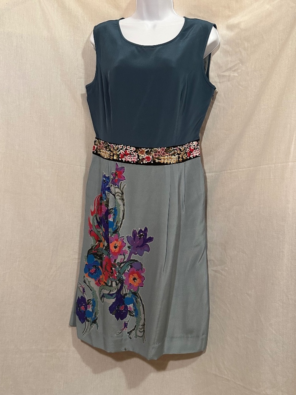 J.Peterman, size 10 turquoise silk dress